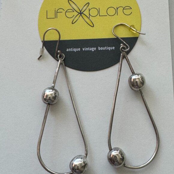 Long Silver Contemporary Drop Earrings925 Silver3